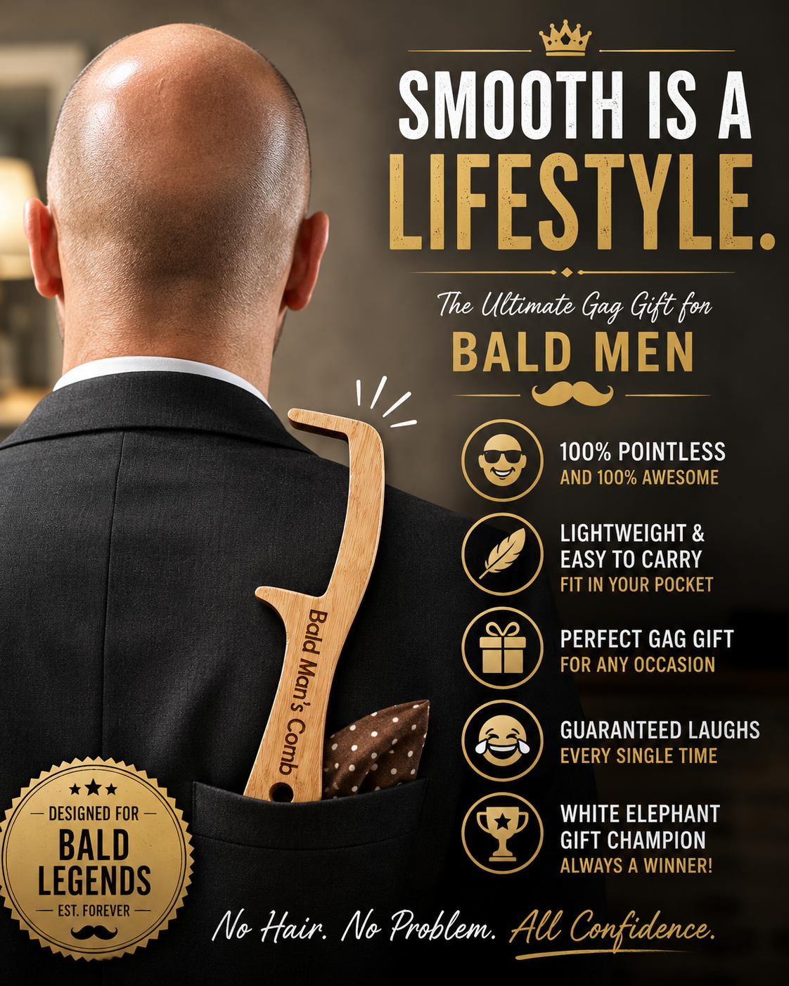 No Hair, Don't Care Comb – Humorous Novelty Gift