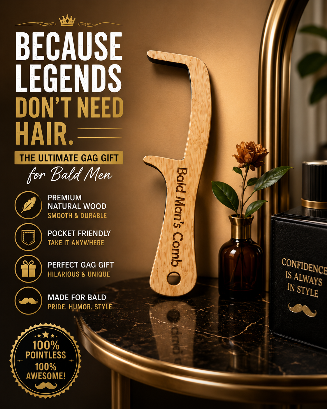 No Hair, Don't Care Comb – Humorous Novelty Gift