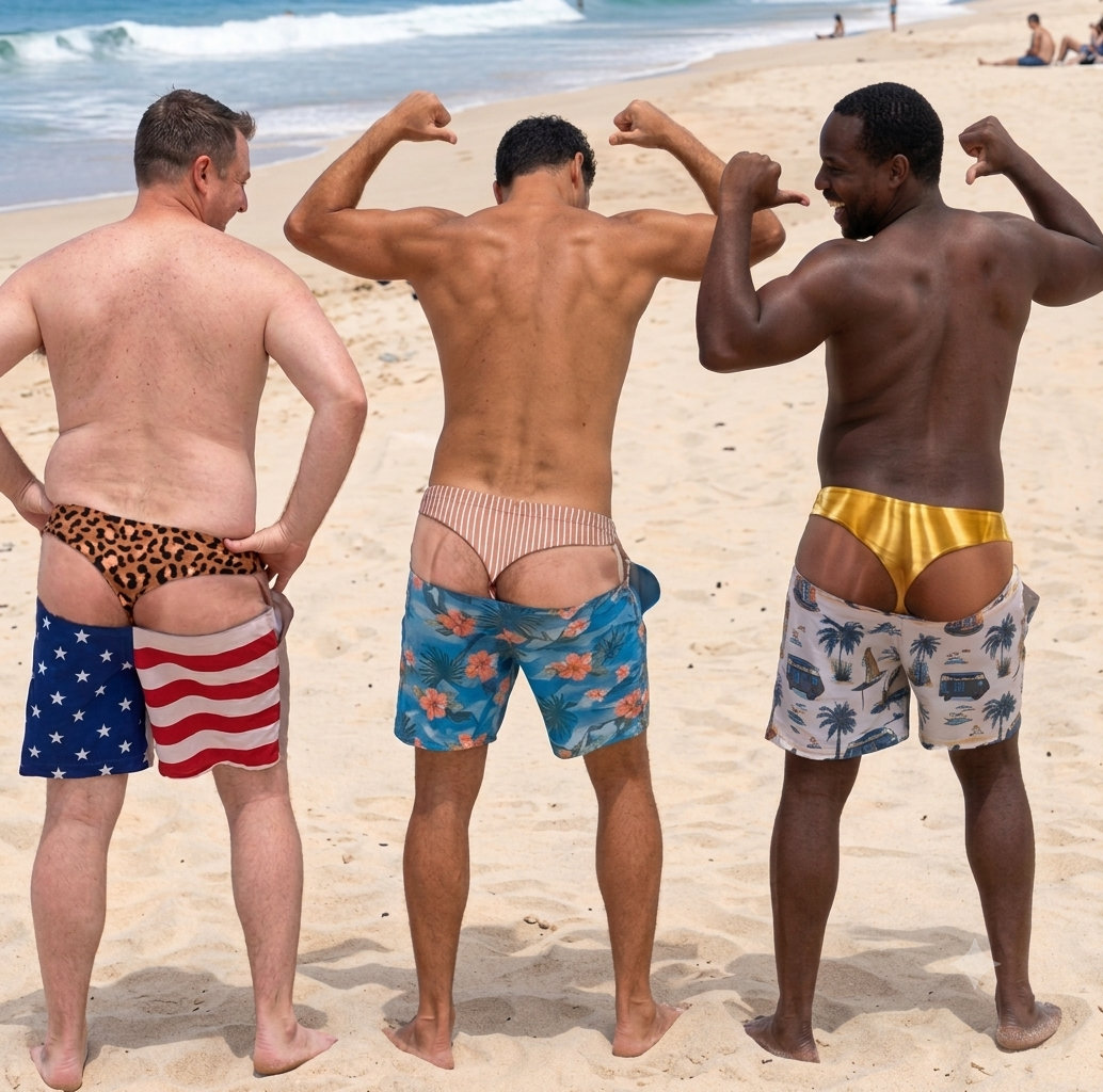 3D Thong Illusion Swim Shorts